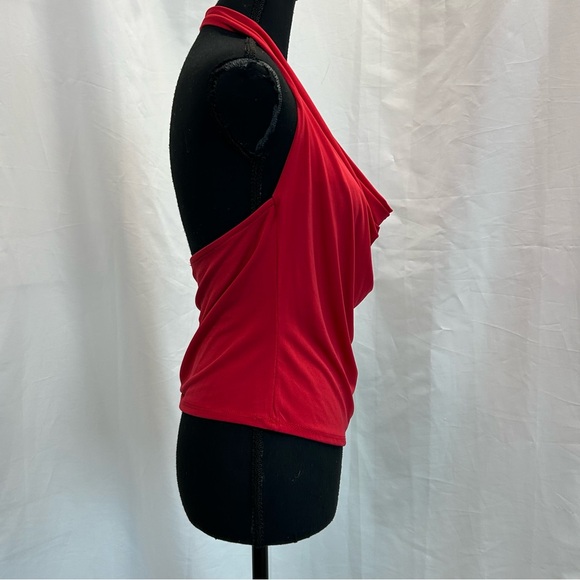RIPE red draped cowl neck halter top open back Sz XL stretchy spandex NWOT - Picture 3 of 9